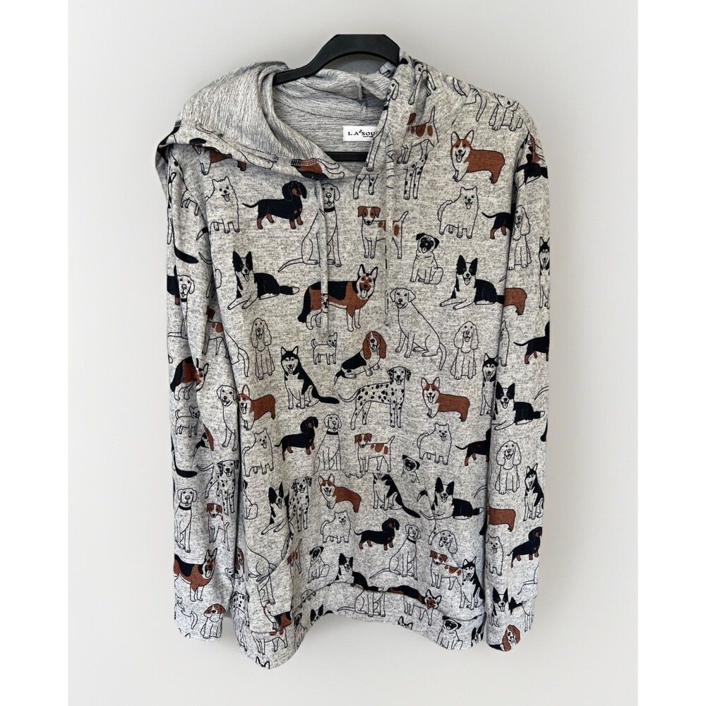 La Soul Hoodie All Over Dog Breed Print Size 3x Plus Size